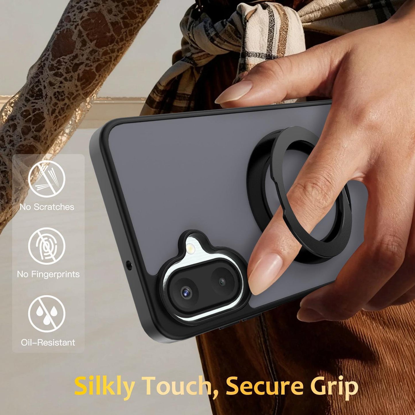 For Galaxy A08 / A07 4G&5G Skin Feel Revolving Kickstand Magnetic Phone Case(Black)