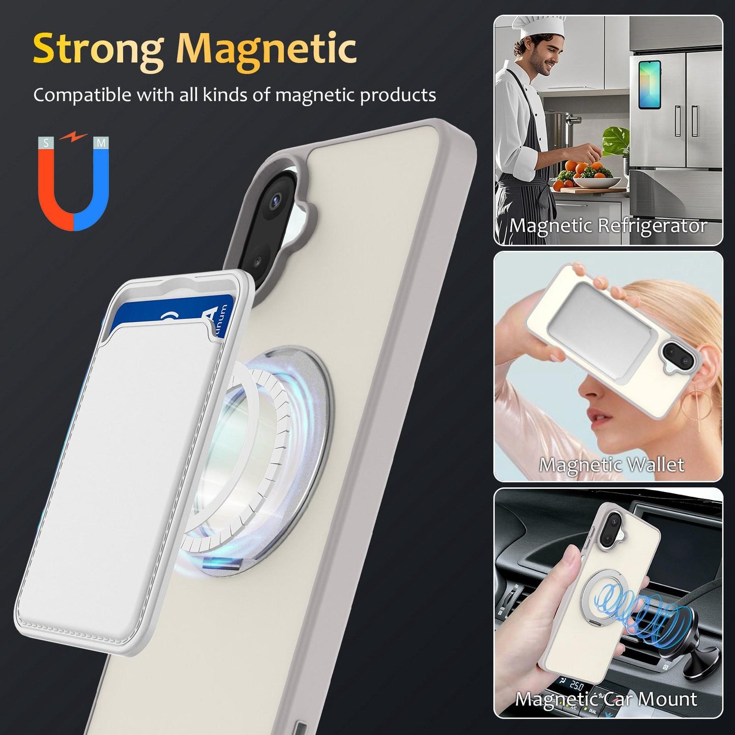 For Galaxy A08 / A07 4G&5G Skin Feel Revolving Kickstand Magnetic Phone Case(Grey)