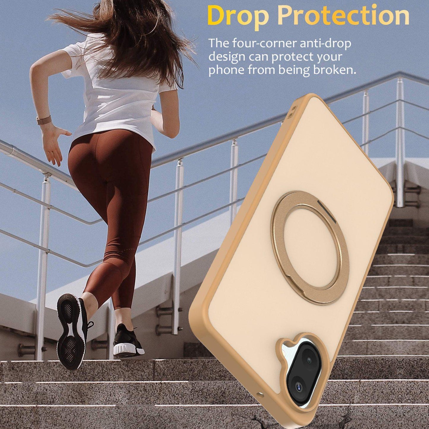 For Galaxy A08 / A07 4G&5G Skin Feel Revolving Kickstand Magnetic Phone Case(Gold)