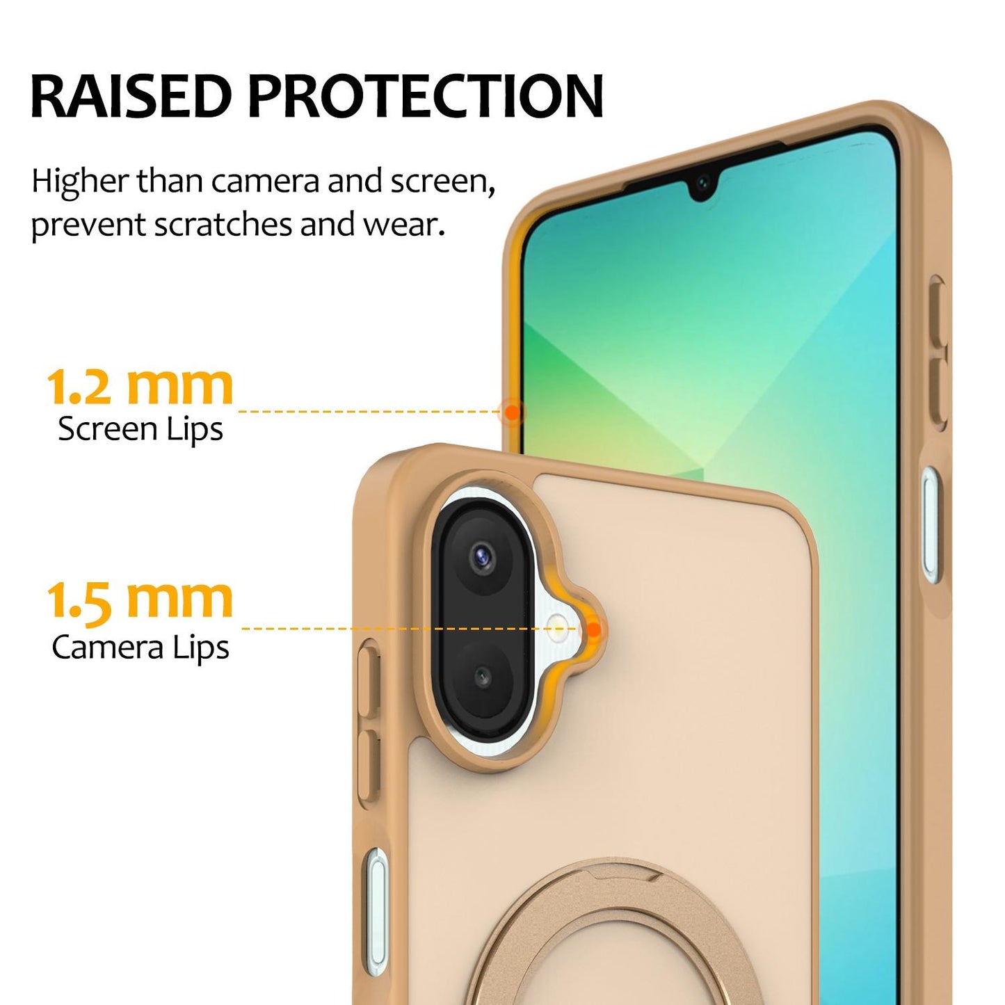 For Galaxy A08 / A07 4G&5G Skin Feel Revolving Kickstand Magnetic Phone Case(Gold)