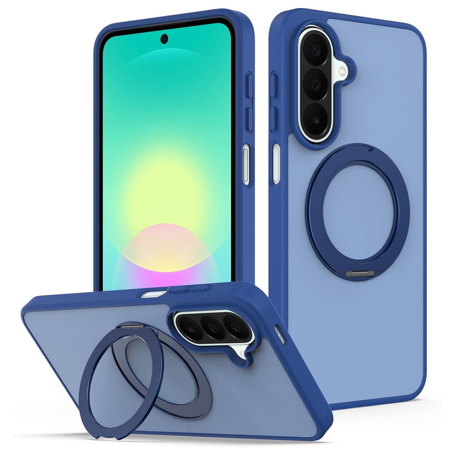 For Galaxy A27 / A37 / A36 / A56 5G Skin Feel Revolving Kickstand Magnetic Phone Case(Blue)