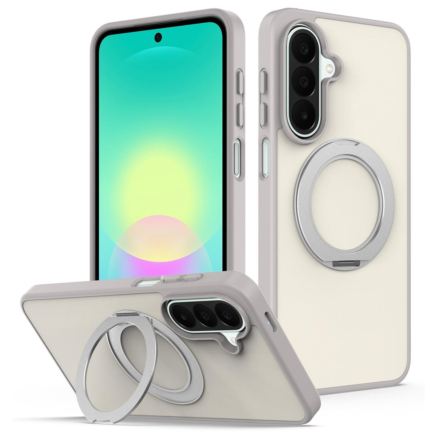 For Galaxy A27 / A37 / A36 / A56 5G Skin Feel Revolving Kickstand Magnetic Phone Case(Grey)