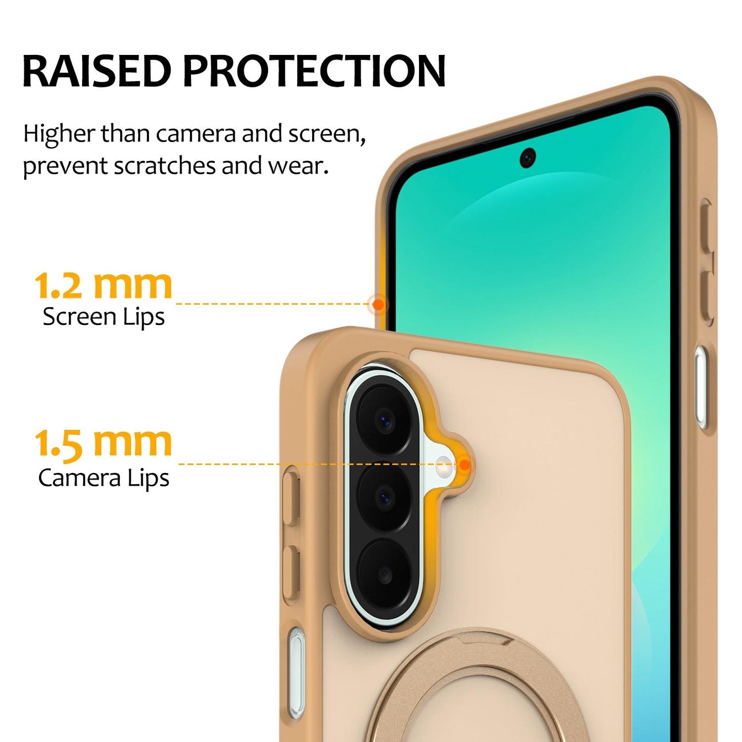 For Galaxy A27 / A37 / A36 / A56 5G Skin Feel Revolving Kickstand Magnetic Phone Case(Gold)