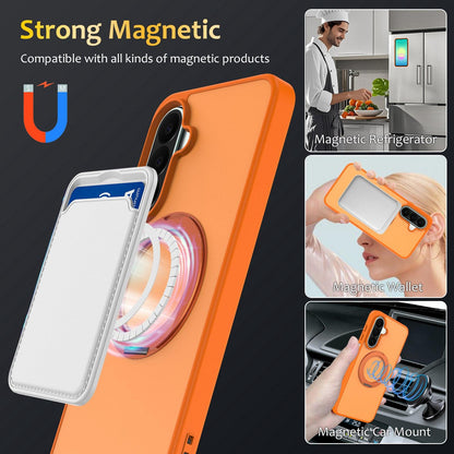 For Galaxy A57 5G Skin Feel Revolving Kickstand Magnetic Phone Case(Orange)