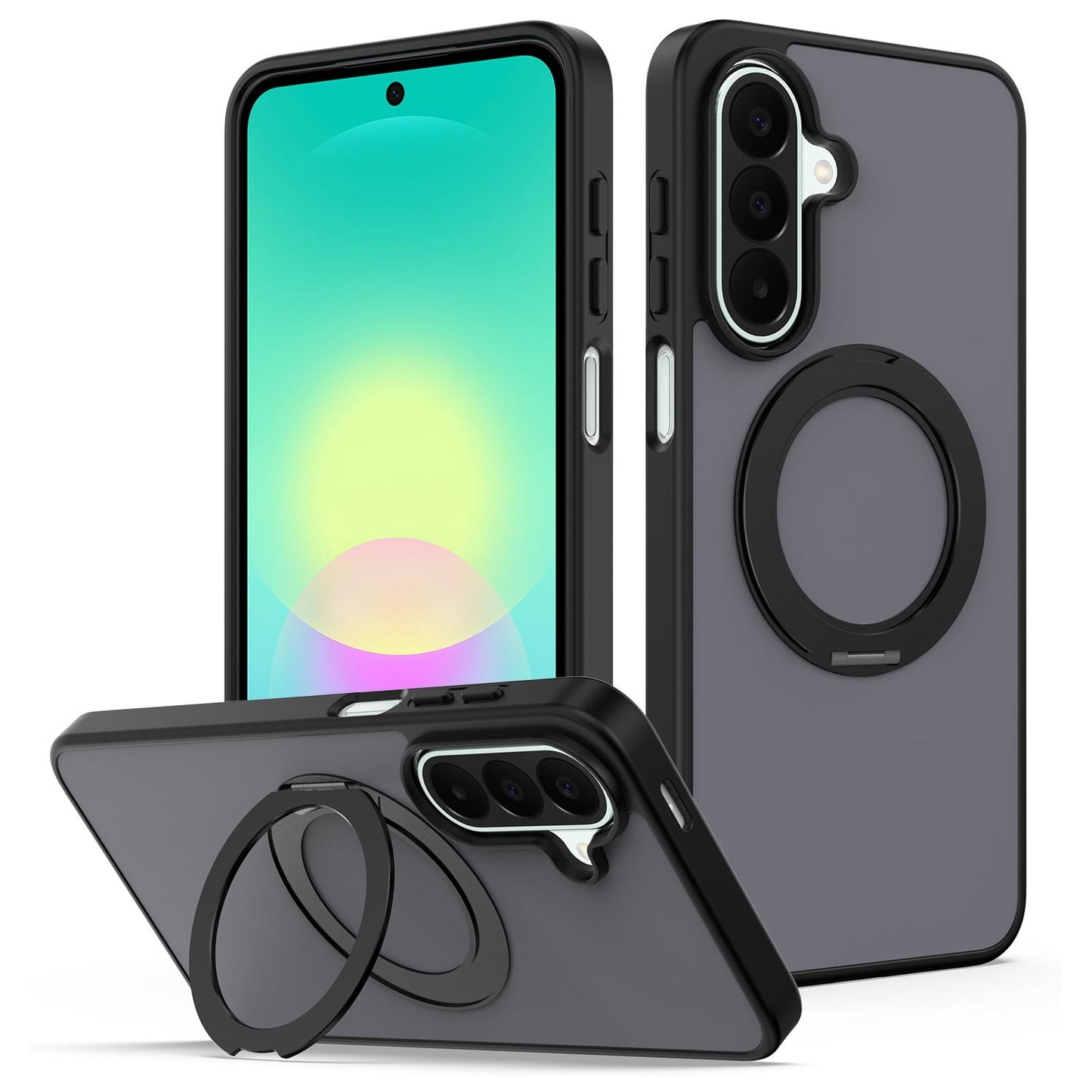 For Galaxy A57 5G Skin Feel Revolving Kickstand Magnetic Phone Case(Black)