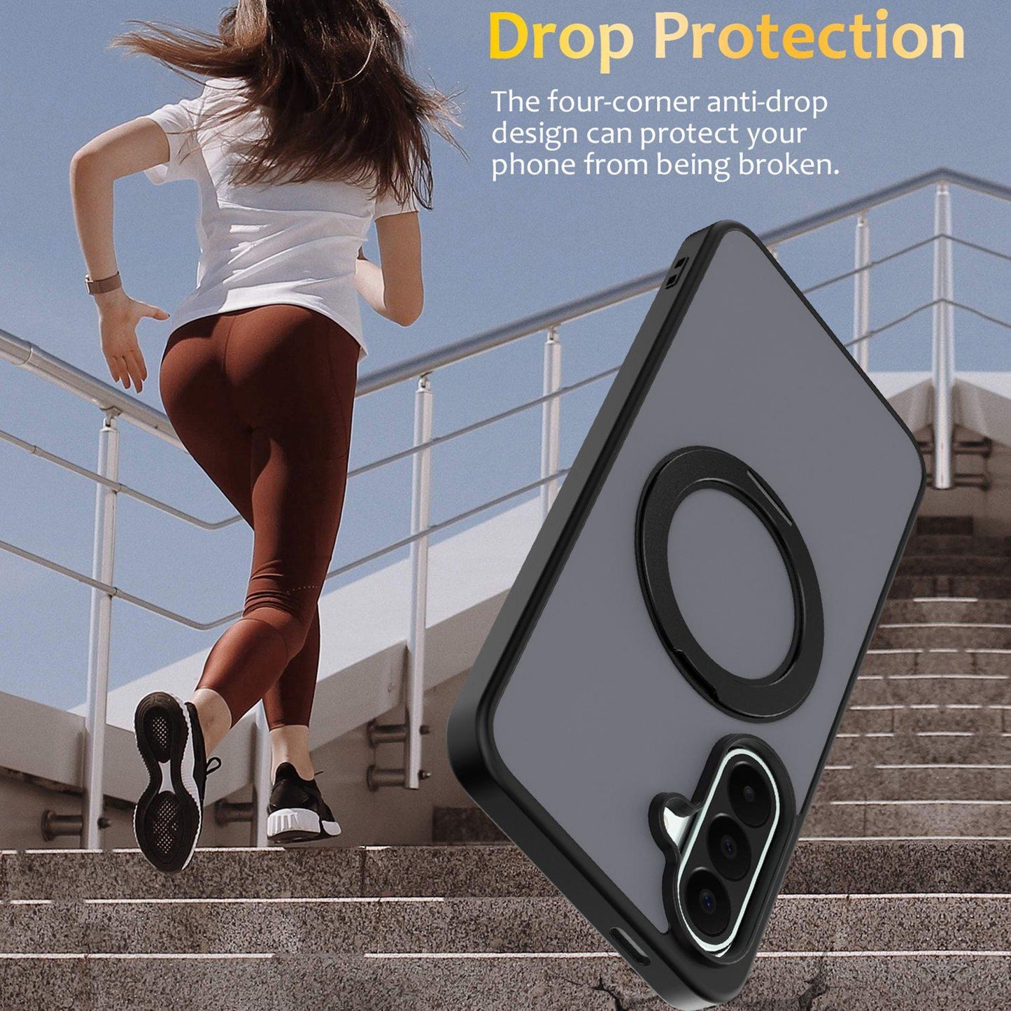 For Galaxy A57 5G Skin Feel Revolving Kickstand Magnetic Phone Case(Black)