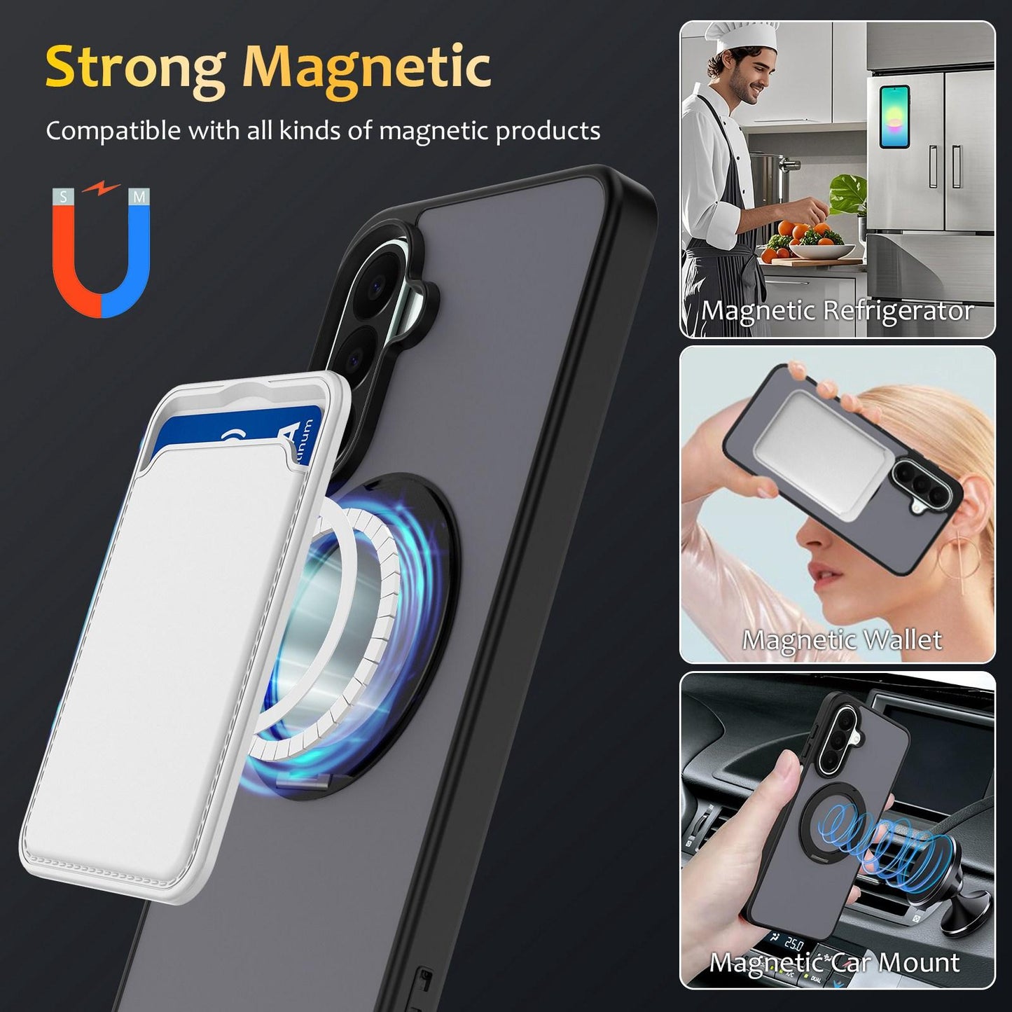 For Galaxy A57 5G Skin Feel Revolving Kickstand Magnetic Phone Case(Black)