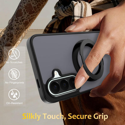 For Galaxy A57 5G Skin Feel Revolving Kickstand Magnetic Phone Case(Black)