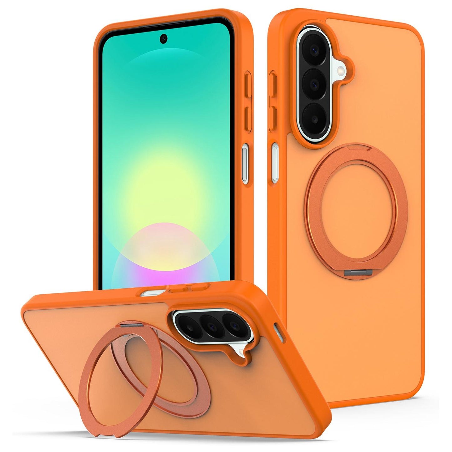 For Galaxy S24 / S25 5G Skin Feel Revolving Kickstand Magnetic Phone Case(Orange)