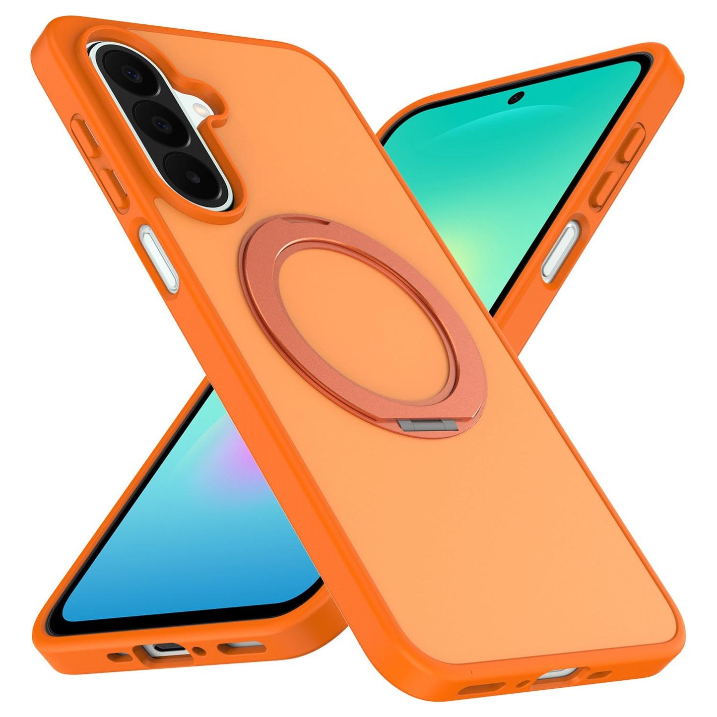 For Galaxy S24 / S25 5G Skin Feel Revolving Kickstand Magnetic Phone Case(Orange)