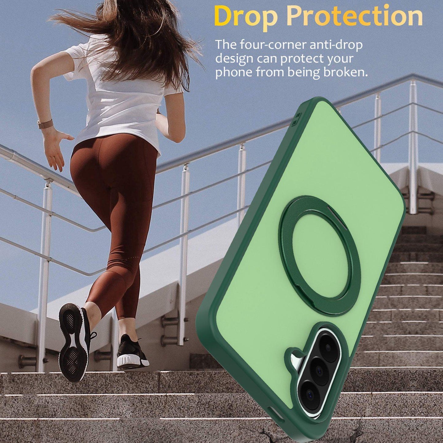 For Galaxy S25 FE / S26 FE 5G Skin Feel Revolving Kickstand Magnetic Phone Case(Green)