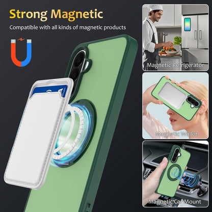For Galaxy S25 FE / S26 FE 5G Skin Feel Revolving Kickstand Magnetic Phone Case(Green)