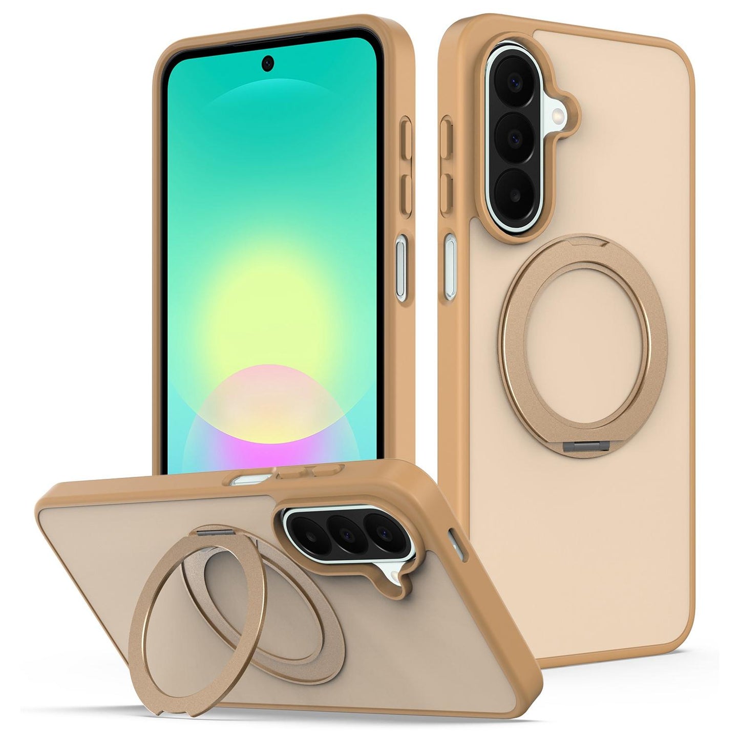 For Galaxy S25 FE / S26 FE 5G Skin Feel Revolving Kickstand Magnetic Phone Case(Gold)