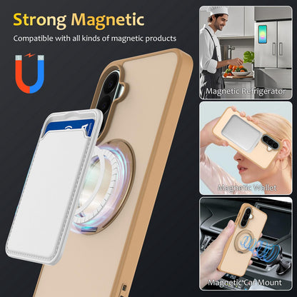 For Galaxy S25 FE / S26 FE 5G Skin Feel Revolving Kickstand Magnetic Phone Case(Gold)