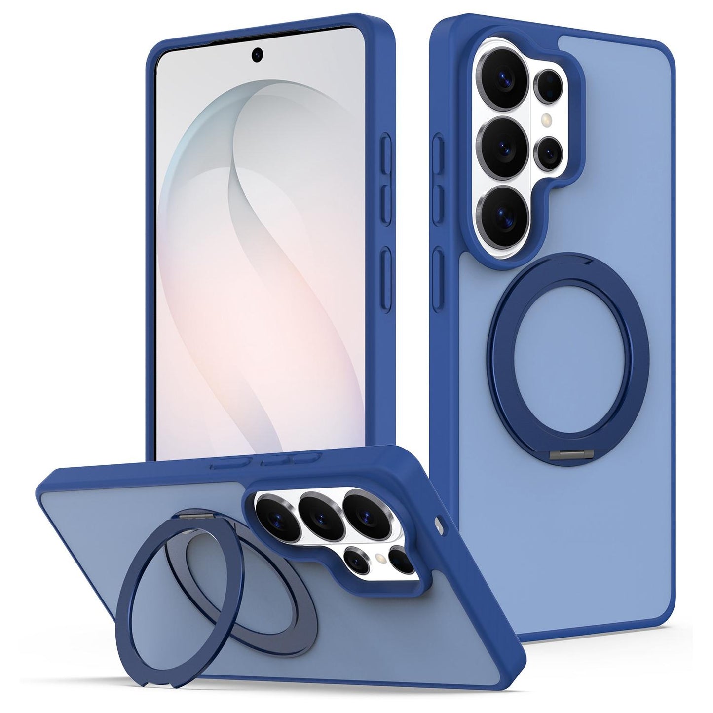 For Galaxy S26 Ultra 5G Skin Feel Revolving Kickstand Magnetic Phone Case(Blue)