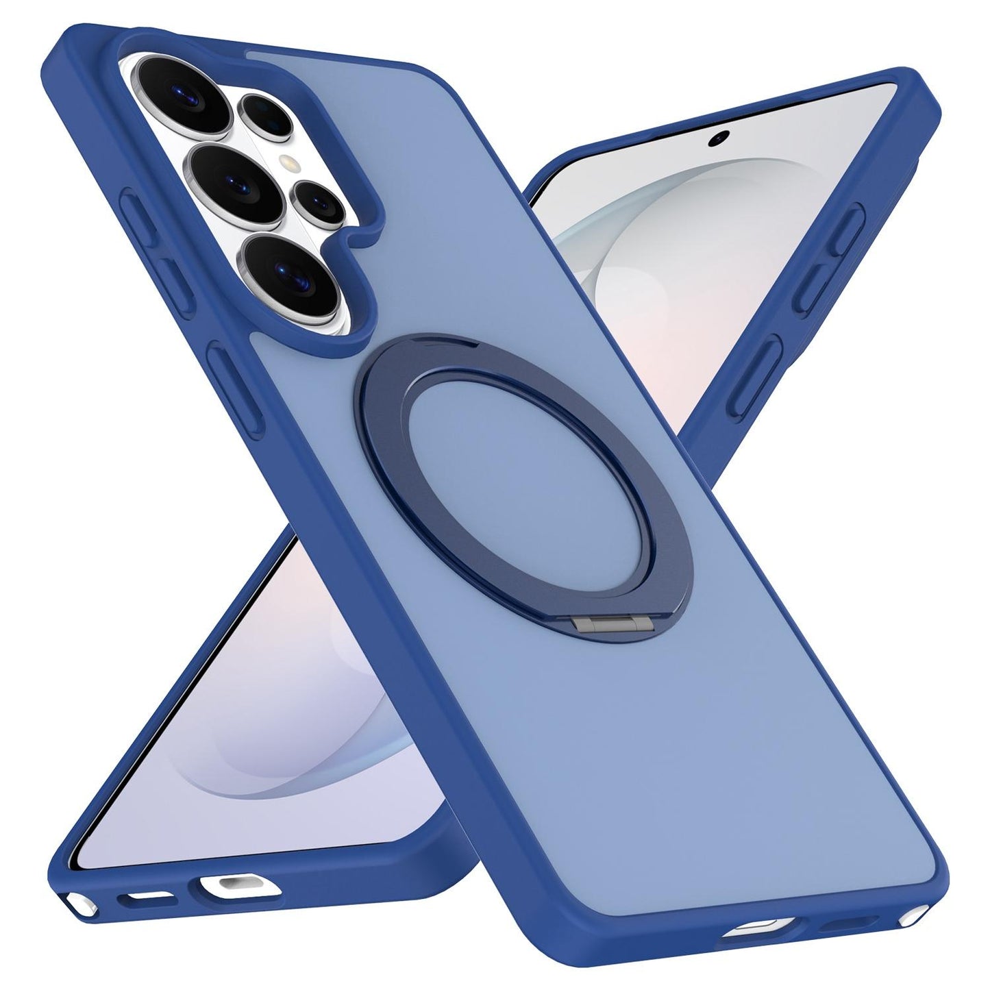 For Galaxy S26 Ultra 5G Skin Feel Revolving Kickstand Magnetic Phone Case(Blue)