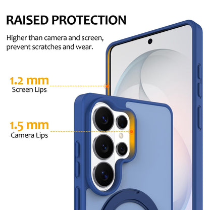For Galaxy S26 Ultra 5G Skin Feel Revolving Kickstand Magnetic Phone Case(Blue)