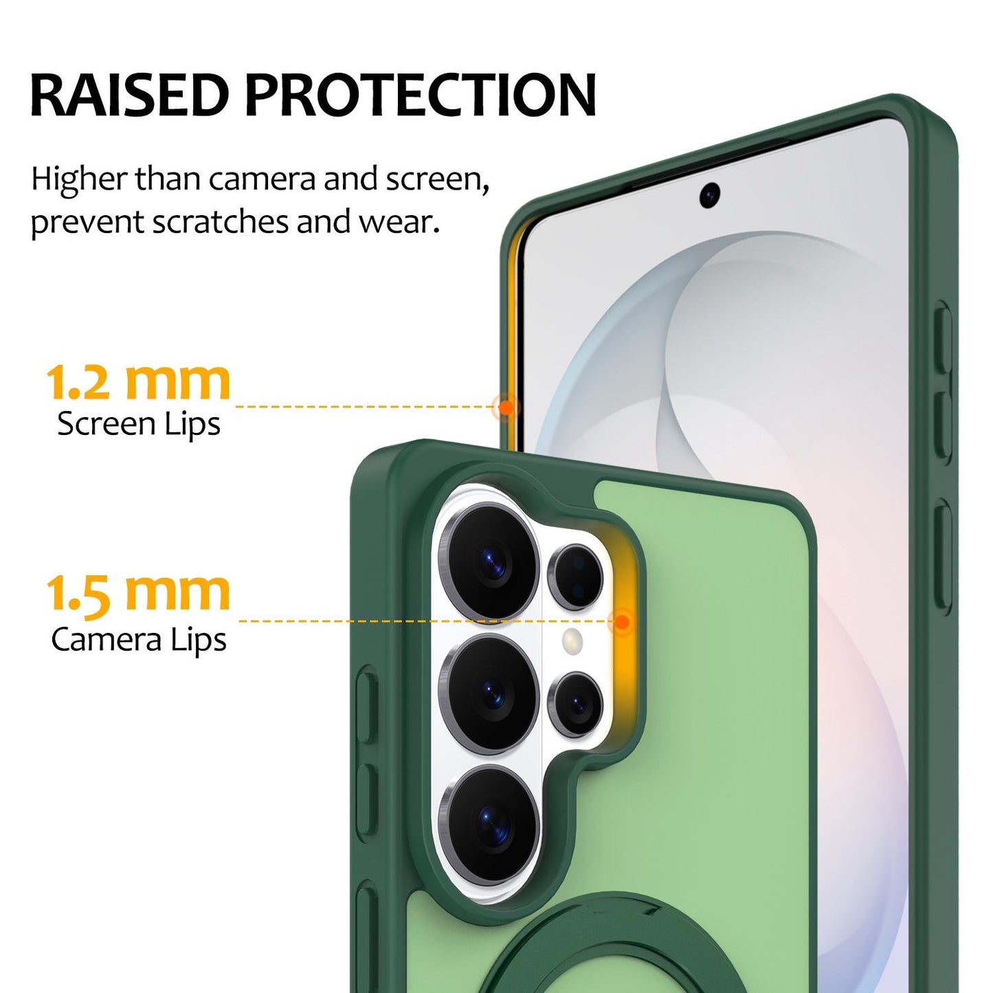 For Galaxy S26 Ultra 5G Skin Feel Revolving Kickstand Magnetic Phone Case(Green)
