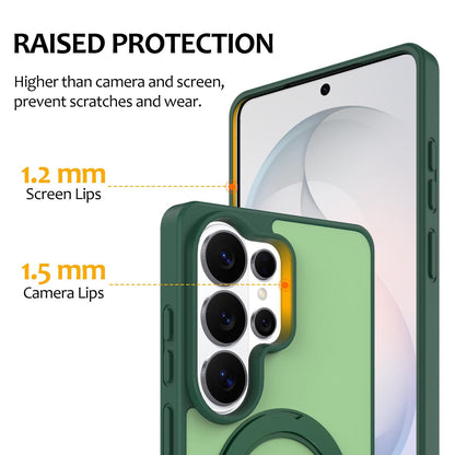 For Galaxy S26 Ultra 5G Skin Feel Revolving Kickstand Magnetic Phone Case(Green)