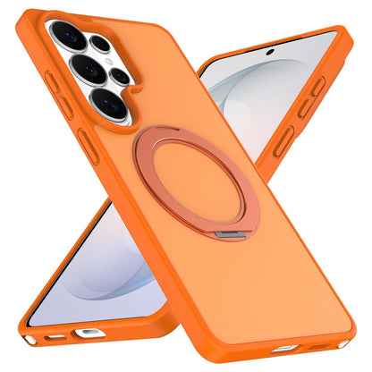 For Galaxy S26 Ultra 5G Skin Feel Revolving Kickstand Magnetic Phone Case(Orange)