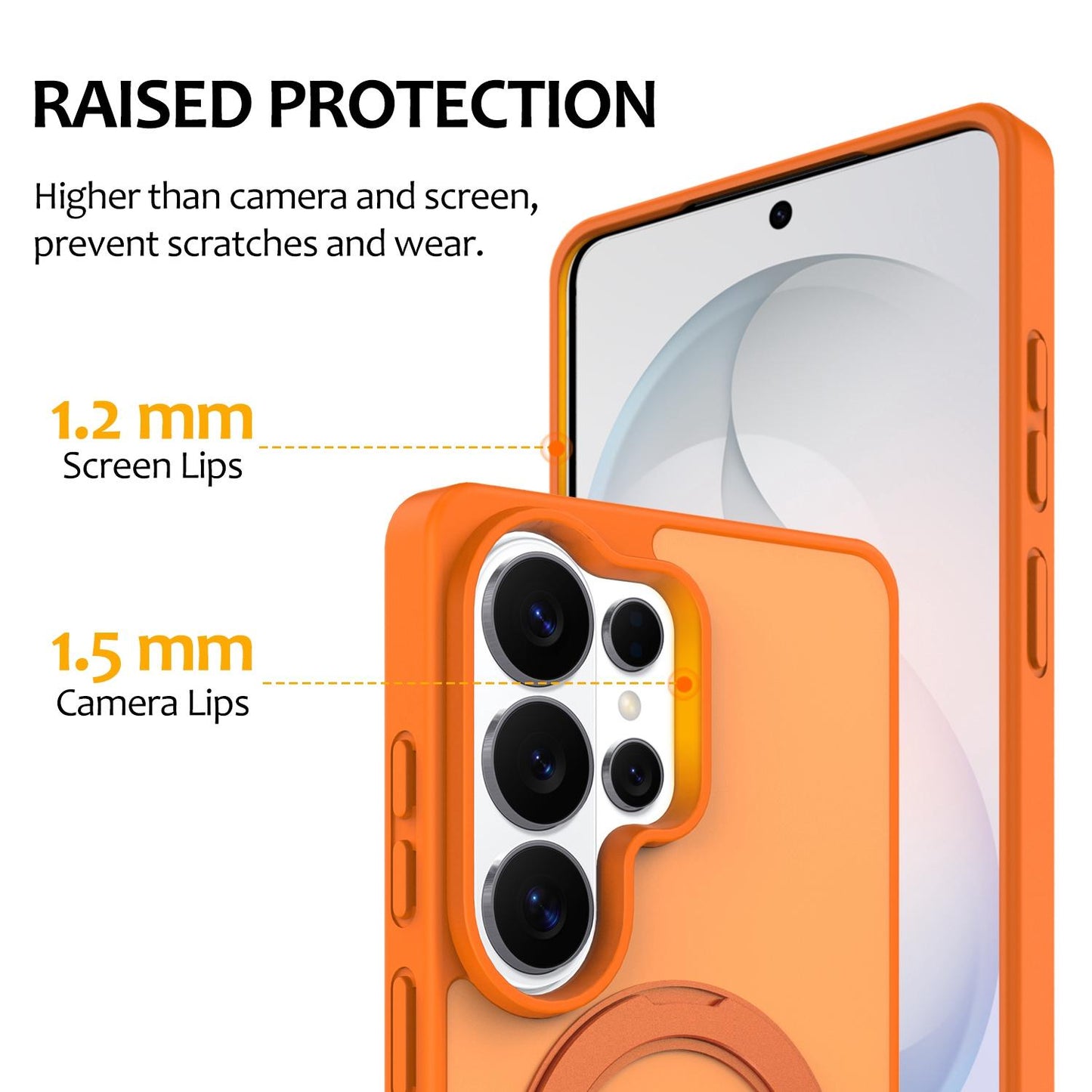 For Galaxy S26 Ultra 5G Skin Feel Revolving Kickstand Magnetic Phone Case(Orange)