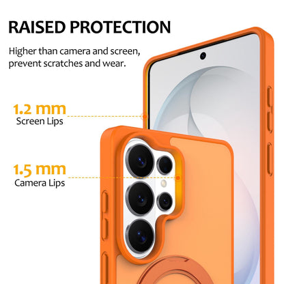 For Galaxy S26 Ultra 5G Skin Feel Revolving Kickstand Magnetic Phone Case(Orange)
