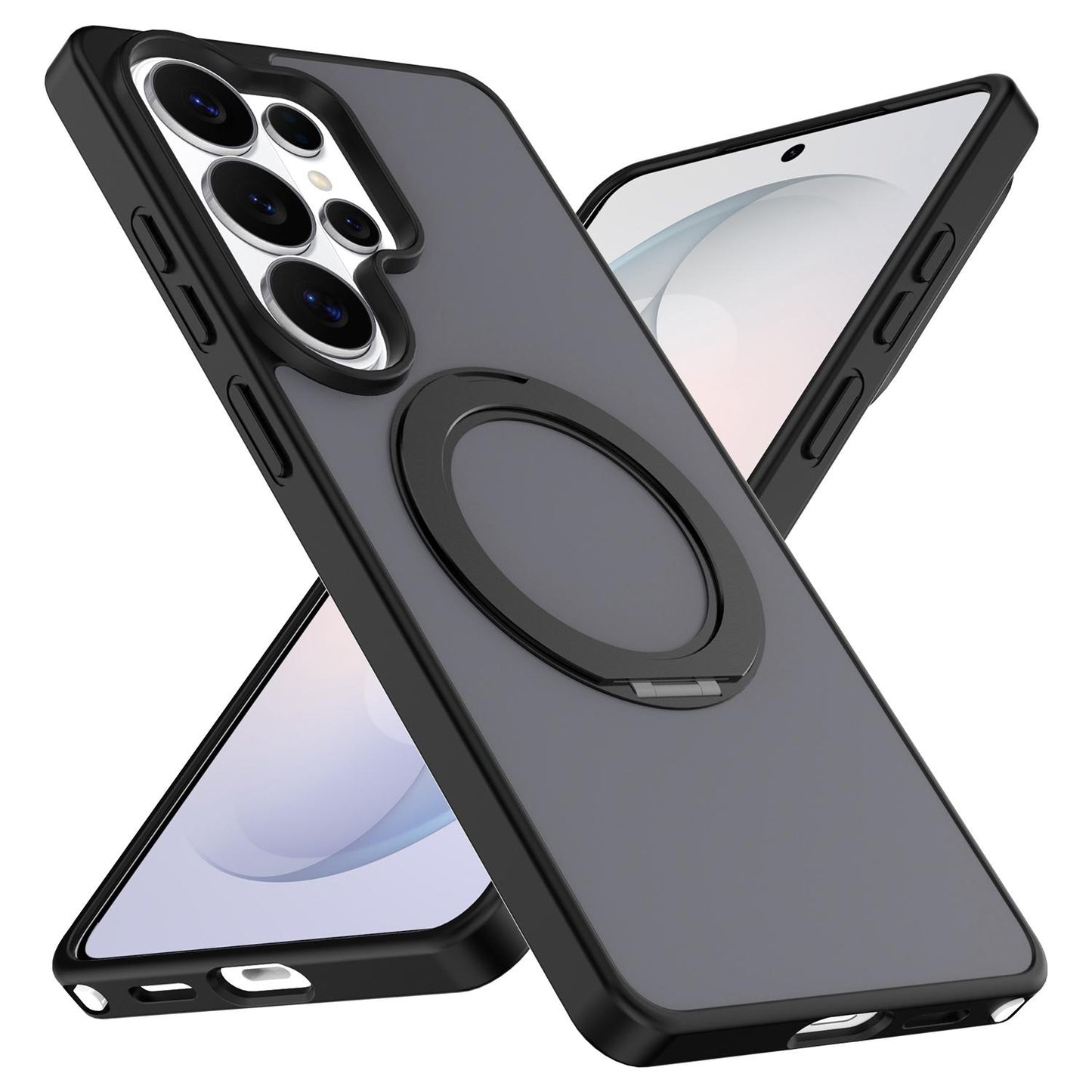 For Galaxy S26 Ultra 5G Skin Feel Revolving Kickstand Magnetic Phone Case(Black)