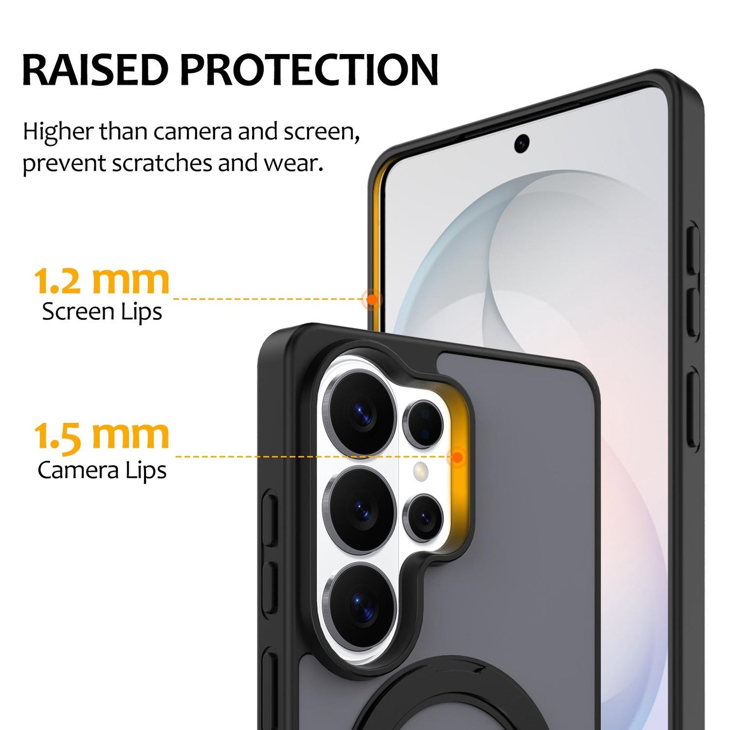 For Galaxy S26 Ultra 5G Skin Feel Revolving Kickstand Magnetic Phone Case(Black)