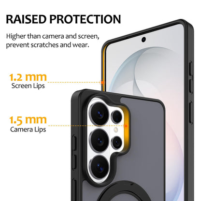 For Galaxy S26 Ultra 5G Skin Feel Revolving Kickstand Magnetic Phone Case(Black)