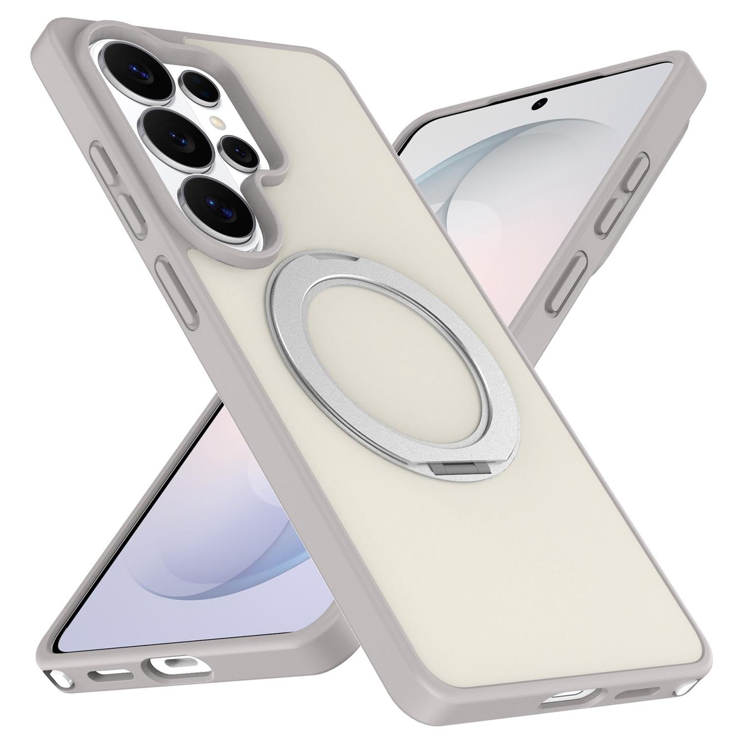 For Galaxy S26 Ultra 5G Skin Feel Revolving Kickstand Magnetic Phone Case(Grey)