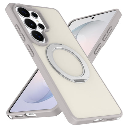 For Galaxy S26 Ultra 5G Skin Feel Revolving Kickstand Magnetic Phone Case(Grey)