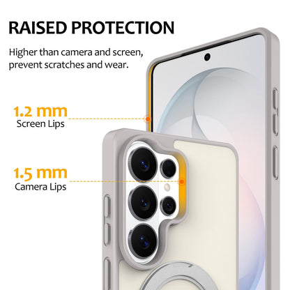 For Galaxy S26 Ultra 5G Skin Feel Revolving Kickstand Magnetic Phone Case(Grey)
