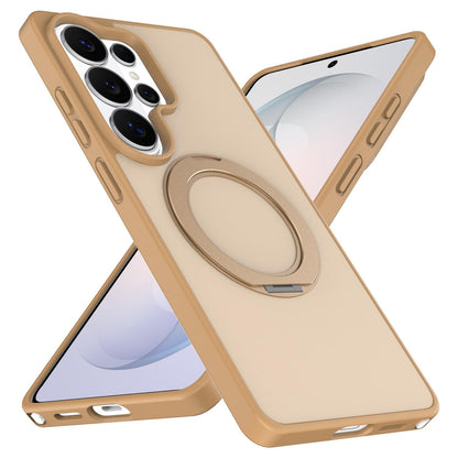 For Galaxy S26 Ultra 5G Skin Feel Revolving Kickstand Magnetic Phone Case(Gold)