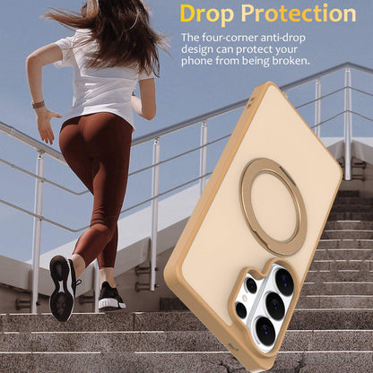 For Galaxy S26 Ultra 5G Skin Feel Revolving Kickstand Magnetic Phone Case(Gold)