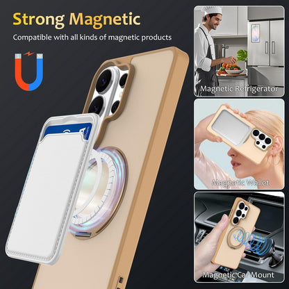 For Galaxy S26 Ultra 5G Skin Feel Revolving Kickstand Magnetic Phone Case(Gold)