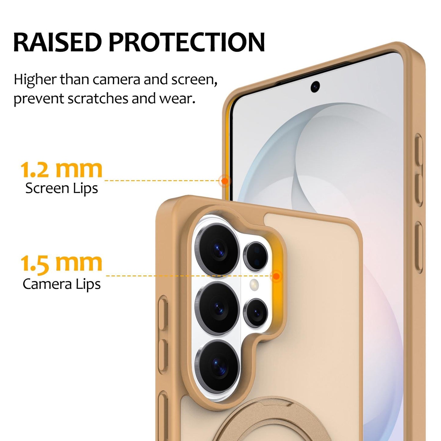 For Galaxy S26 Ultra 5G Skin Feel Revolving Kickstand Magnetic Phone Case(Gold)