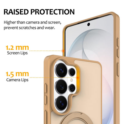 For Galaxy S26 Ultra 5G Skin Feel Revolving Kickstand Magnetic Phone Case(Gold)