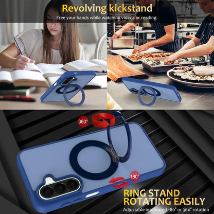 For Galaxy S26 5G Skin Feel Revolving Kickstand Magnetic Phone Case(Blue)