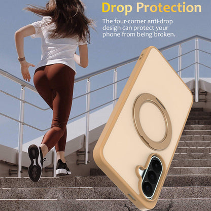 For Galaxy S26 5G Skin Feel Revolving Kickstand Magnetic Phone Case(Gold)