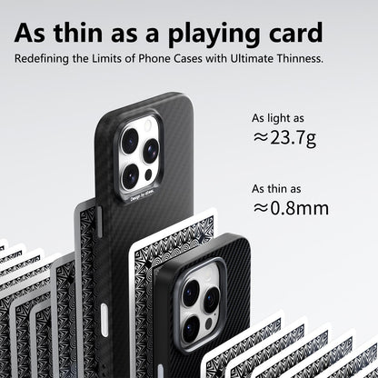For iPhone 16 Pro ABEEL Lightweight Zero Feel Series Lyocell Fiber Water Adhesive Magnetic Phone Case - Small Meander Carbon Fiber - EDA009989507C