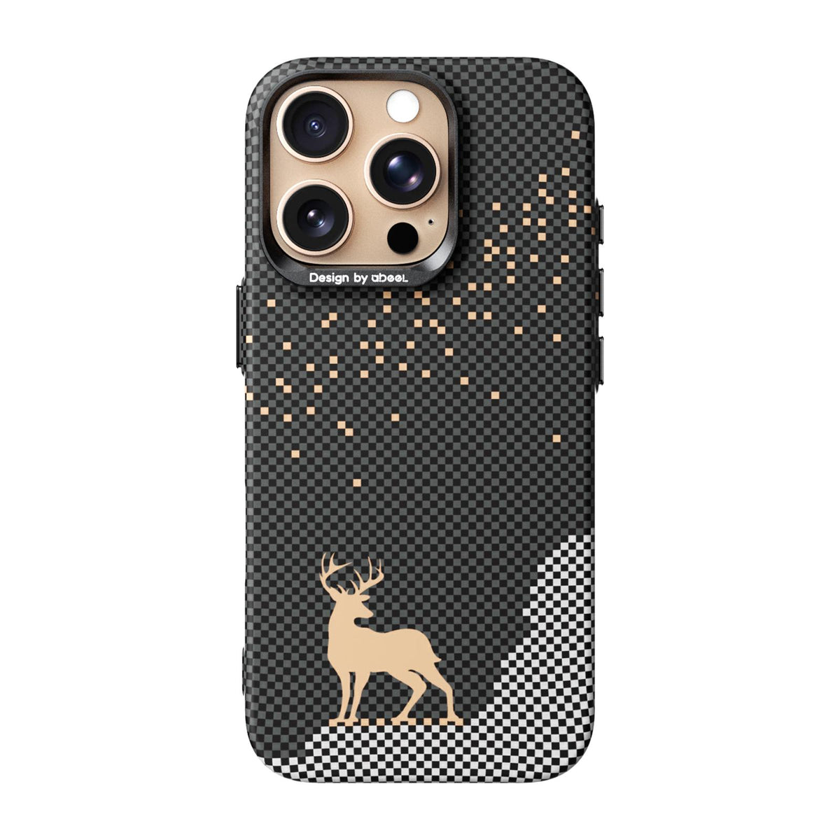 For iPhone 16 Pro ABEEL Lightweight Zero Feel Series Lyocell Fiber Water Adhesive Magnetic Phone Case - Auspicious Deer - EDA009989507F