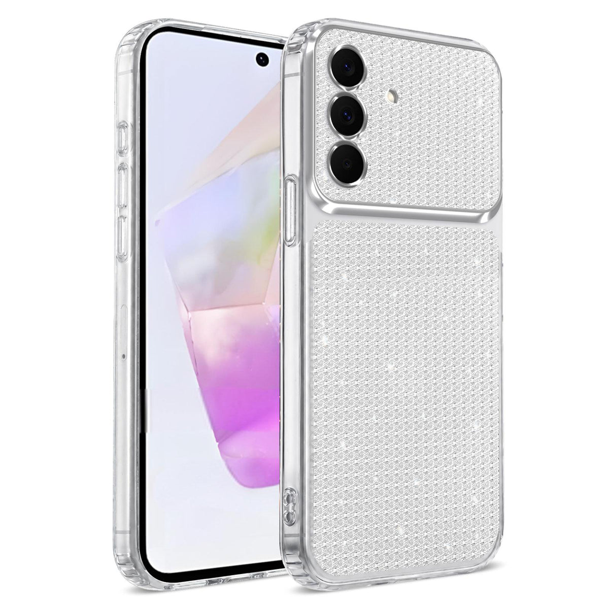 For Galaxy A27 5G / M47 5G Sparkling Diamond Glitter Airbag Phone Case - White - EDA009989805A
