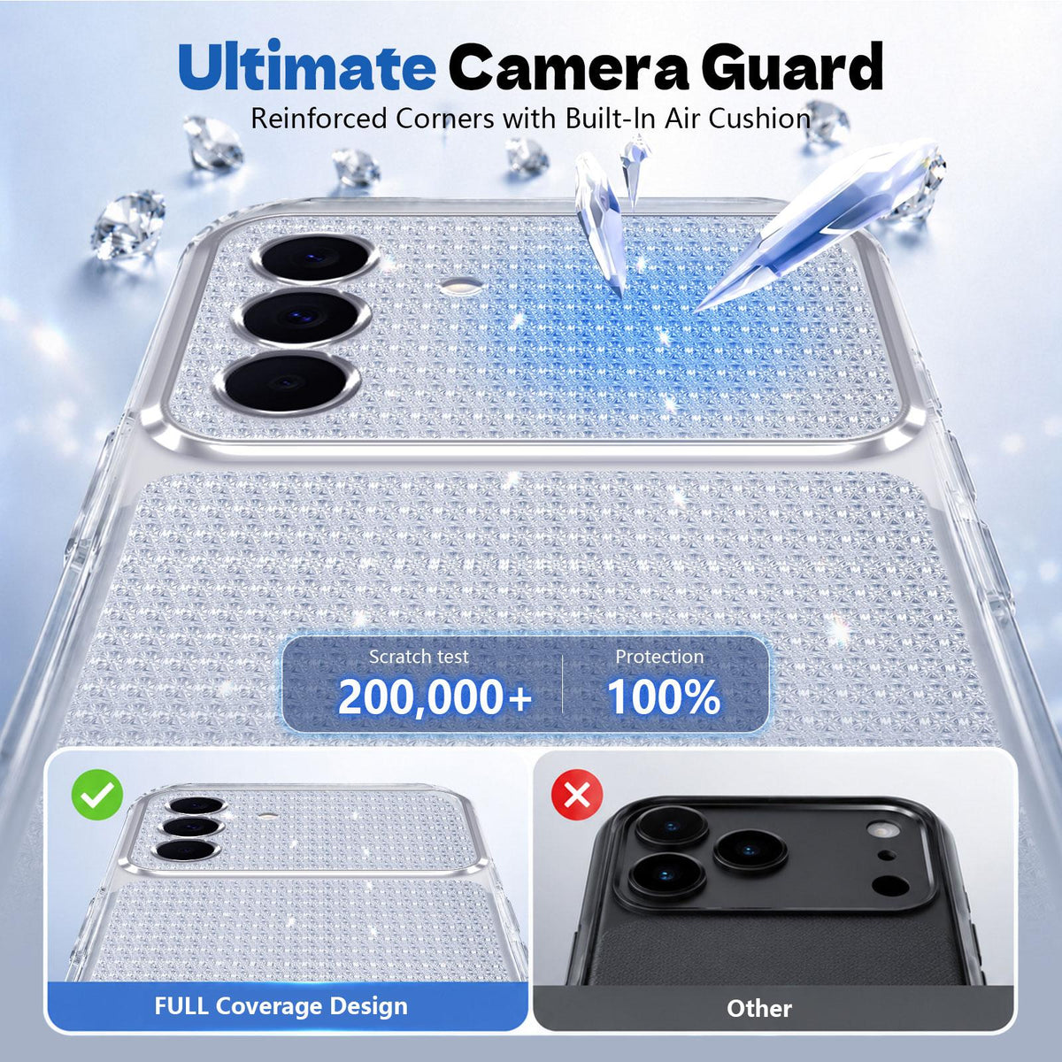 For Galaxy A27 5G / M47 5G Sparkling Diamond Glitter Airbag Phone Case - White - EDA009989805A