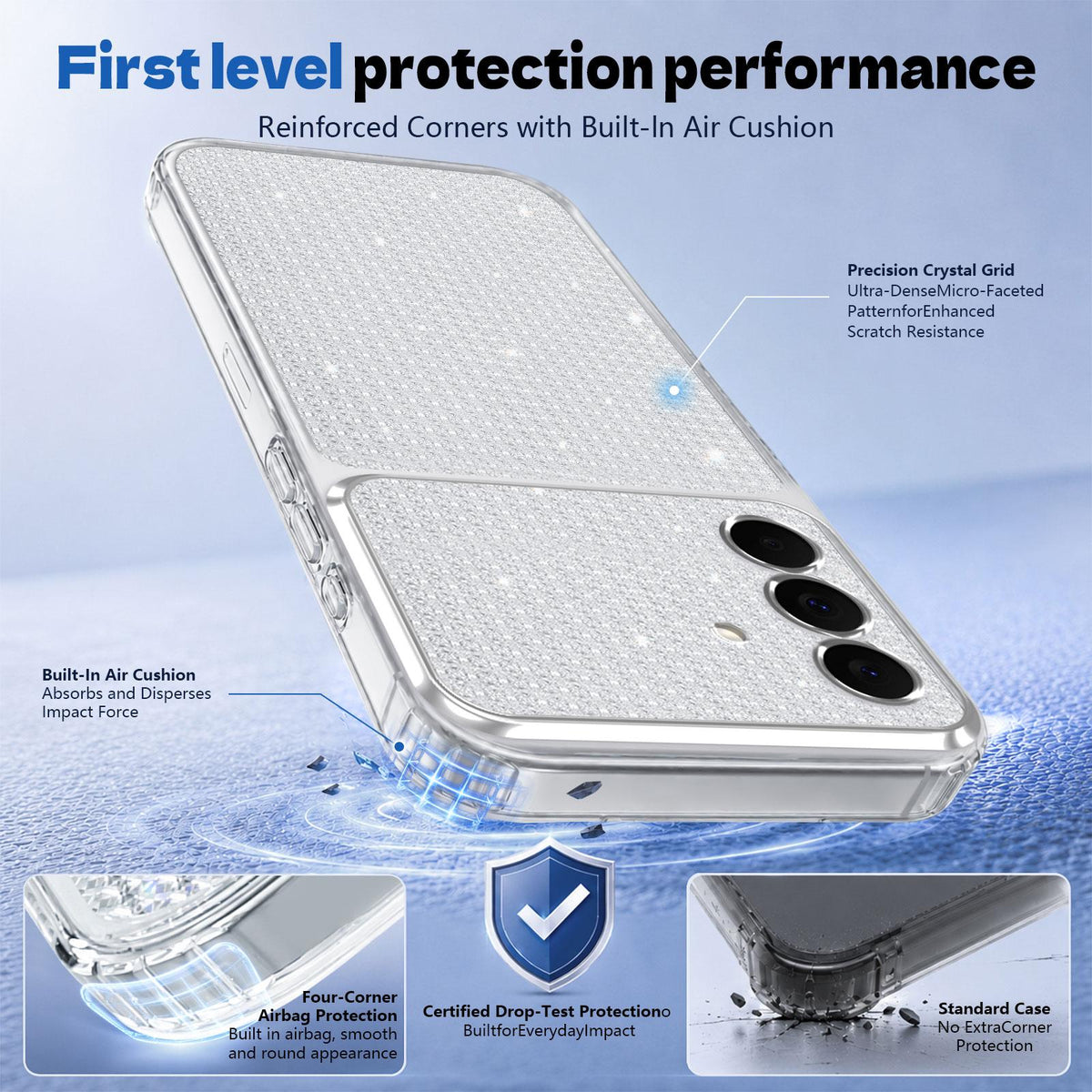 For Galaxy A27 5G / M47 5G Sparkling Diamond Glitter Airbag Phone Case - White - EDA009989805A