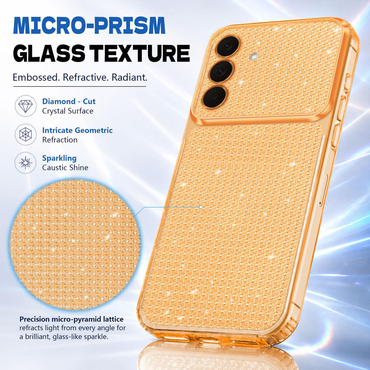 For Galaxy A27 5G / M47 5G Sparkling Diamond Glitter Airbag Phone Case - Orange - EDA009989805B