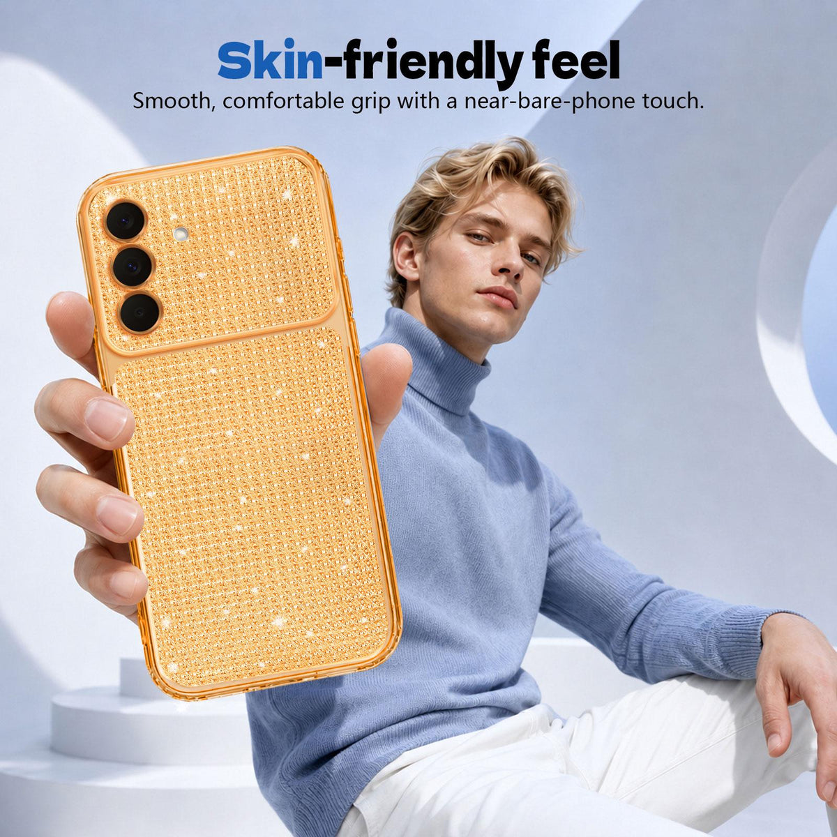 For Galaxy A27 5G / M47 5G Sparkling Diamond Glitter Airbag Phone Case - Orange - EDA009989805B