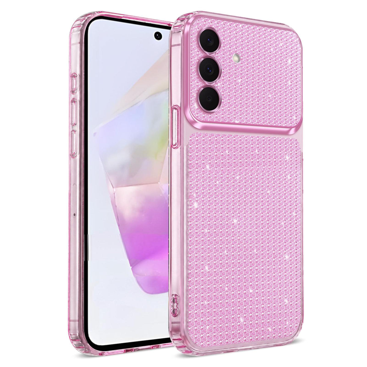 For Galaxy A27 5G / M47 5G Sparkling Diamond Glitter Airbag Phone Case - Pink - EDA009989805C