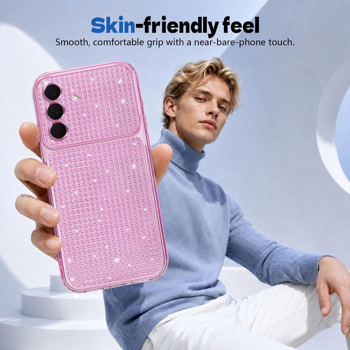 For Galaxy A27 5G / M47 5G Sparkling Diamond Glitter Airbag Phone Case - Pink - EDA009989805C