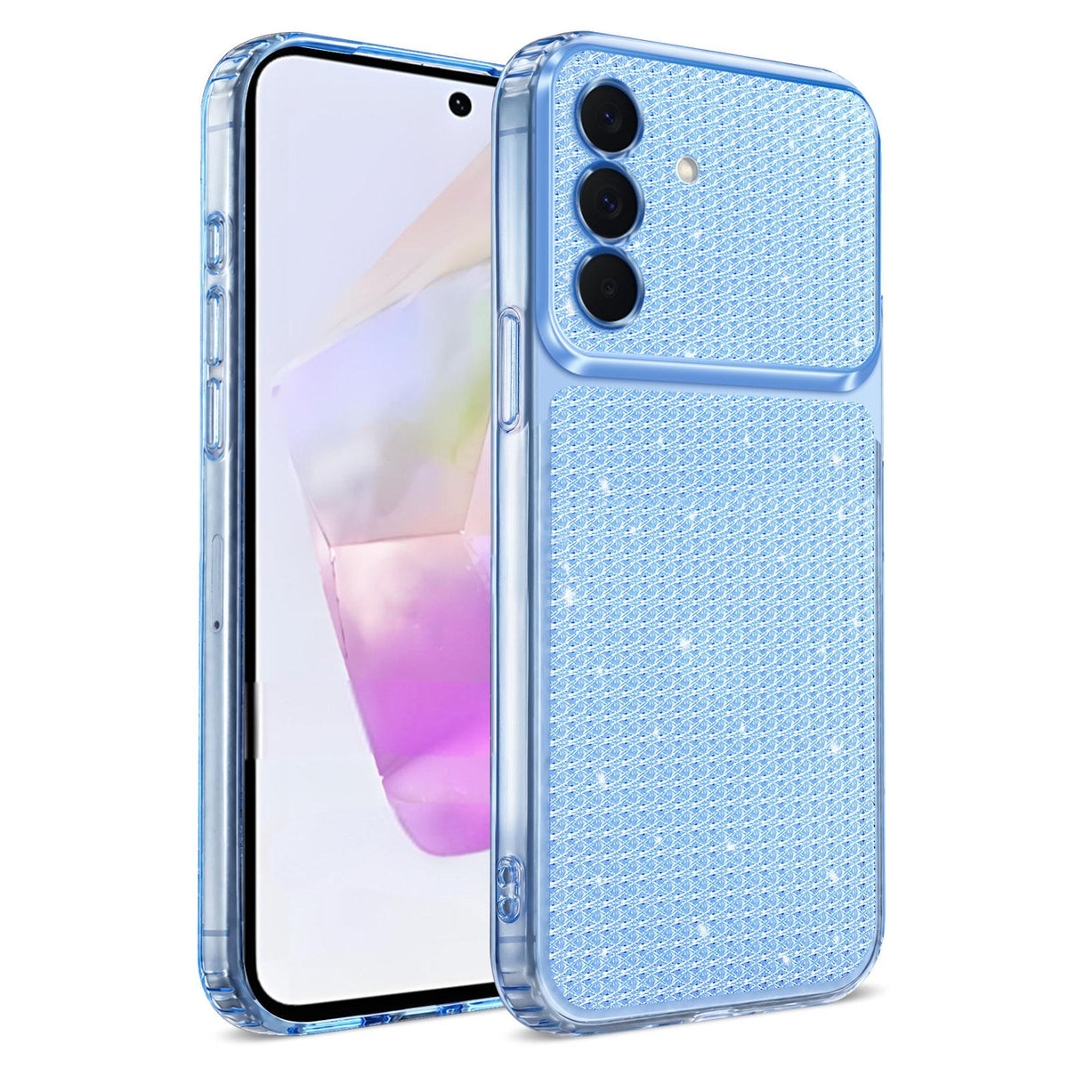 For Galaxy A27 5G / M47 5G Sparkling Diamond Glitter Airbag Phone Case - Blue - EDA009989805E
