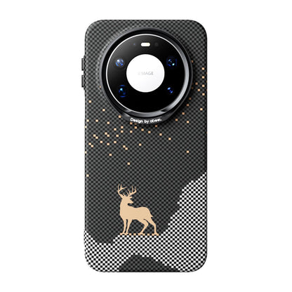 For Huawei Mate 80 Pro Max ABEEL Lightweight Zero Feel Series Lyocell Fiber Water Adhesive Magnetic Phone Case - Auspicious Deer - EDA009990401F